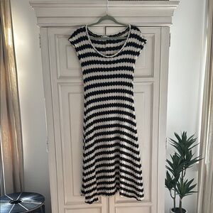 Zara Black and Bone Casual Knit Midi Dress